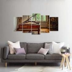 Imagem de Quadro decorativo Sala de Piano Vintage Música Mosaico