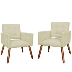 Imagem de Combo 02 Poltronas Decorativas Camila Pés Palito Suede Bege - ds Estofados