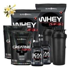 Imagem de Combo 2x Whey Protein+ Creatina+ Bcaa Black Skull+ Coqueteleira-Unissex