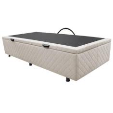 Imagem de Base Box Baú Para Cama Solteiro 88X188cm Liz S05 Suede Bordado Bege -