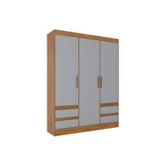 Imagem de Guarda Roupa Casal 3 Portas e 4 Gavetas Briz Lema B55 Nature/Cinza - Henn