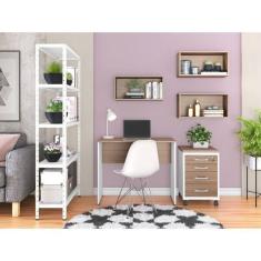 Imagem de Conjunto Home Office com 6 Peças Noce Marromlle/Branco