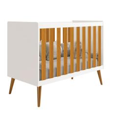 Imagem de Berço Americano Mini Cama Branco Fosco com Amadeirado Isis