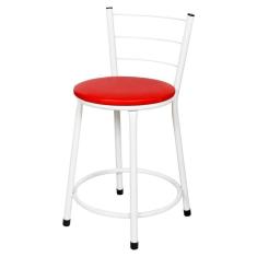 Imagem de Banqueta Baixa Para Cozinha Epoxi Branca Vermelho