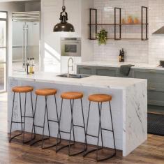 Imagem de Kit Cozinha Industrial Prateleira E 4 Banquetas Madeira