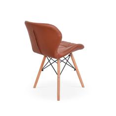 Imagem de Conjunto Mesa de Jantar Maitê 80cm  com 4 Cadeiras Eames Eiffel Slim - Marrom