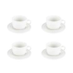 Imagem de Jogo 4 xícaras 80ml para café de porcelana branco com pires Grace Wolff - 17578