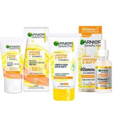 Imagem de Garnier Skin Uniform & Matte Vitamina C Kit – Sérum Facial + Gel de Limpeza + Protetor Solar FPS50 c-Unissex