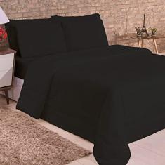 Imagem de Jogo de Cama Casal 5 Peças com Edredom e Porta Travesseiros Casa Dona (Preto)
