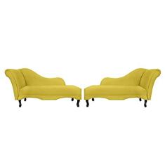 Imagem de Kit 02 Recamier Namoradeira Divã Lado Direito e Esquerdo Olivia Suede Amarelo - DS Estofados