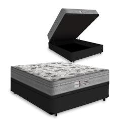 Imagem de Cama Box Baú Viúva Preta + Colchão De Molas Ensacadas - Probel - Evolution - 128x188x74cm