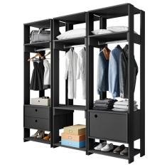Imagem de Módulo Guarda Roupa Closet Casal 1 Porta 2 Gavetas Titan Preto Velluto - Móveis Leão