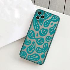 Imagem de Capas de telefone com rosto sorridente engraçado para iphone 11 12 13 pro max 6s 7 8 plus se2020 x xs max xr capa traseira dura fosca, verde smiley 8, para iphone11 pro