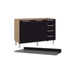 Imagem de Balcão Cozinha Ditália Aspen C/tampo Carv/preto Cd-104