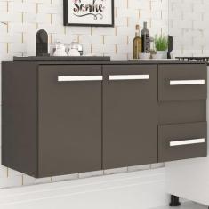 Imagem de Balcão De Cozinha Isabel 2 Portas 2 Gavetas Preto Fosco - Panorama Móv