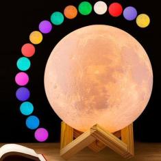 Imagem de Luminária Abajur Umidificador Lua Cheia 3D Aromatizador Atmosfera Rela