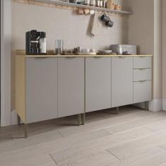 Imagem de Cozinha Modulada Ibiza 02 Peças 100% Mdf - com Tampo Louro Freijó Cinza