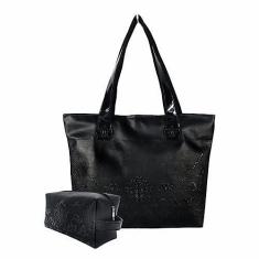 Imagem de Bolsa Feminina e Necessaire Casual Arabescos Preto Magicc Bolsas