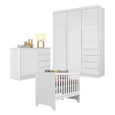 Imagem de Quarto de Bebê Blenda com Berço Americano Maya Branco Acetinado - Phoenix Baby