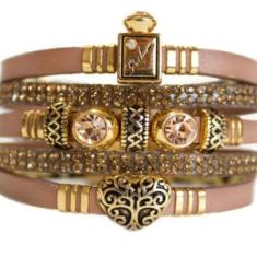 Imagem de Pulseira couro Armazem RR Bijoux coração perfume nude