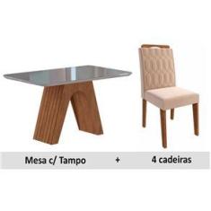 Imagem de Sala de Jantar Cimol Clara+4 Cadeiras Paola Imbuia Naturale