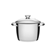 Imagem de Caldeirão Tramontina Allegra em Aço Inox com Fundo Triplo e Tampa de Vidro 20 cm 4,4 L