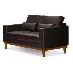 Imagem de Sofá Living Valência 1,58Mt - Base Madeira - Material Sintético Marrom