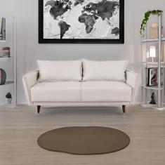 Imagem de Sofá 3 Lugares Linho Cru Branco Pietro Base em Madeira Maciça