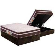 Imagem de Cama Box Baú Queen: Colchão Ortopédico Polar D28 Orthoface Vip + Base 