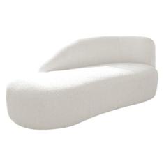 Imagem de Divã Recamier Curvo Luna 140cm Lado Esquerdo Bouclé Branco - Amarena Móveis