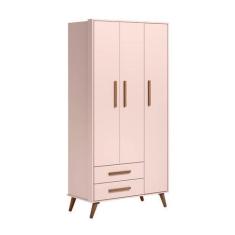 Imagem de Guarda-Roupas 3 Portas 2 Gavetas Retrô Q Charm -Rosa Acetinado - Édeca