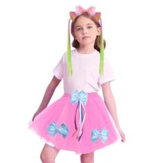 Imagem de Fantasia Kit Infantil Menina Unicórnio Infantil Tiara Cabelo Saia Tule