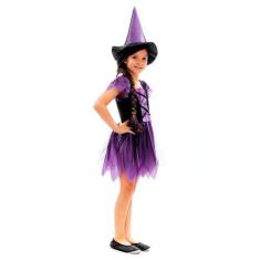 Imagem de Fantasia de Bruxa Encantada Infantil Com Chapéu de Halloween - Sulamer