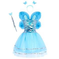 Imagem de Fantasia Infantil Feminina C/ Varinha Tiara Borboleta Fada Fadinha Ves