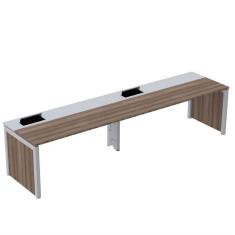 Imagem de Mesa de Plataforma Simples para 2 Pessoas Corporativa 150x792/2p Pscpp150/792/2p Walnut/Cinza