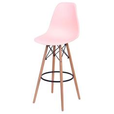 Imagem de Banqueta Polipropileno Base Madeira Eiffel OR Design Salmão