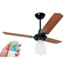 Imagem de Ventilador De Teto Lumi Loren Sid Preto Pás Mogno Com Controle Remoto