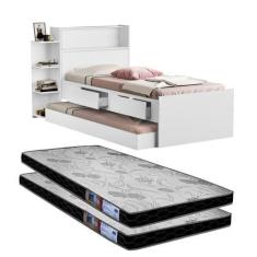 Imagem de Cama Solteiro Com Gaveta Embaixo Cama Auxiliar Com 2 Colchão - Frausto