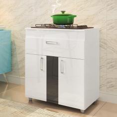 Imagem de Balcão para Cooktop 2 Portas 1 Gaveta Lux Branco