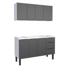 Imagem de Cozinha Completa Gabinete Para Pia 140cm e Armário Aéreo Jupter Cozimax Preto