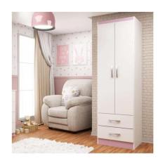 Imagem de Guarda-roupa Infantil 2 Portas 2 Gavetas Atalaia - Branco / Rosa Branco / Rosa