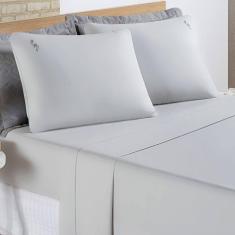 Imagem de Jogo De Cama Lençol Joana Casal Padrão Tecido Algodão 200 Fios 04 Peças - Cinza