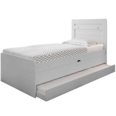 Imagem de Cama Baú Solteiro Branco Com Aux. Com Colchões
