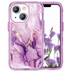 Imagem de Changjia Capa com estampa de mármore para iPhone 15 Plus, capa de telefone 3 em 1 3 em 1 à prova de choque de policarbonato rígido + silicone TPU macio com proteção contra quedas femininas e meninas