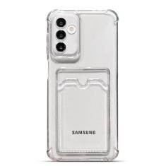 Imagem de Tuokiou Compatível com Samsung Galaxy A24 4G, capa carteira para celular com ajuste fino e compartimento para cartão transparente, capa protetora macia à prova de choque com suporte para cartão para