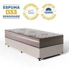 Imagem de Cama Box Solteiro + Colchão D33 Millenium One Face Bege 88X188x58cm -