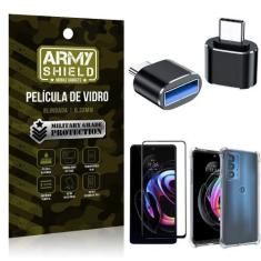 Imagem de Kit Moto Edge 20 Pro Adaptador OTG Tipo C para USB + Capa Anti Impacto