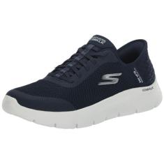 Imagem de Skechers Tênis feminino Go Walk Flex Hands Free Slip-ins - Grand Entry, Azul-marinho/branco, 35