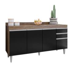 Imagem de Balcão Cozinha Lorena 160cm Freijó Com Preto  S/ Tampo - Belliv Decor