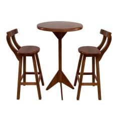 Imagem de Jogo Bistrô de Madeira 2 Banquetas Altas Ideal para Bar e Restaurante Imbuia